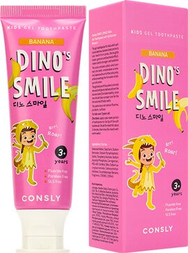 Consly Детская гелевая зубная паста DINOs SMILE c ксилитом и вкусом банана 60 г