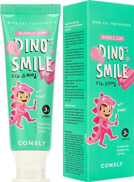 Consly Детская гелевая зубная паста DINOs SMILE c ксилитом и вкусом жвачки 60 г