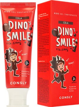 Consly Детская гелевая зубная паста DINOs SMILE c ксилитом и вкусом колы 60 г