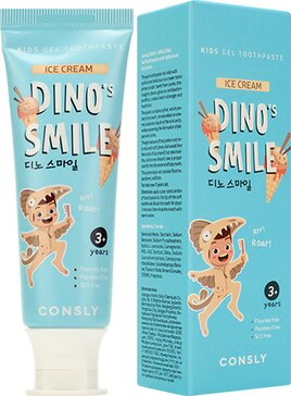 Consly Детская гелевая зубная паста DINOs SMILE c ксилитом и вкусом пломбира 60 г