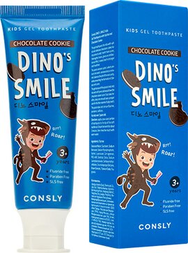 Consly Детская гелевая зубная паста DINOs SMILE c ксилитом и вкусом шоколадного печенья 60 г