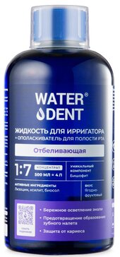 WATERDENT жидкость для ирригатора+ополаскиватель 2в1 ОТБЕЛИВАЮЩАЯ 500 мл