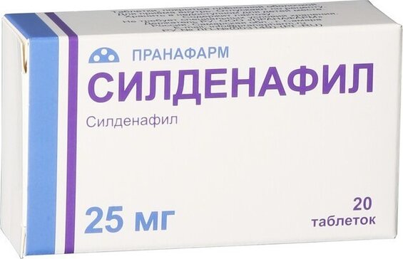 Силденафил таб п/об пленочной 25мг 20 шт пранафарм