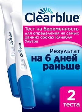 Тест на беременность Clearblue Ultra, результат за 6 дней до задержки менструации, 2 теста