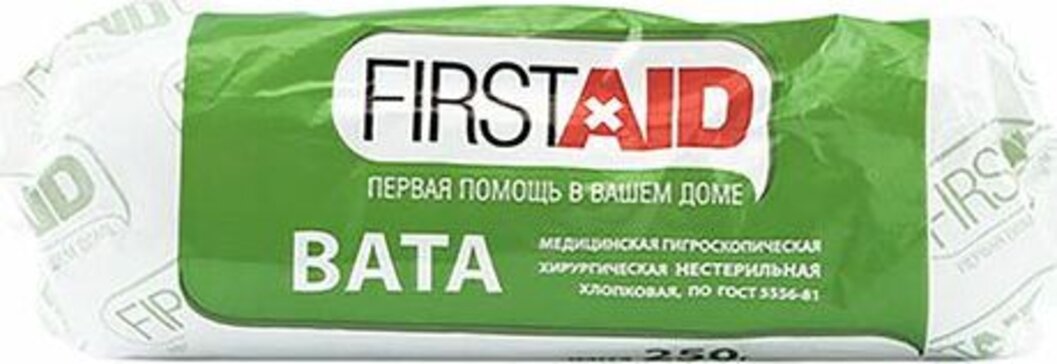 First Aid Вата хирургическая нестерильная 250 г