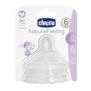 Chicco natural feeling соска силиконовая 6мес.+ быстрый поток 4080 2 шт с флексорами