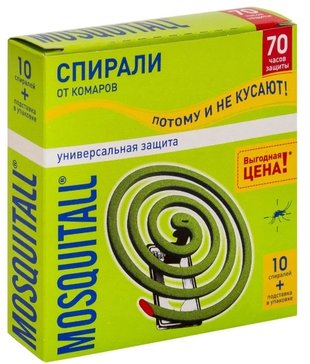 Mosquitall универсальная защита спирали для взрослых от комаров 10 шт