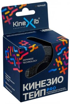 Кинезио тейп с усиленной фиксацией Kinexib Pro, 5м х 5см, черный