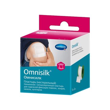 Omnisilk Пластырь фиксирующий шелковый белый 5 см х 5 м, 1 шт