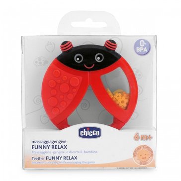 Chicco прорезыватель 6мес.+ с погремушкой funny relax 310411101 божья коровка