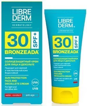 Librederm бронзиада крем для лица и зоны декольте солнцезащитный 50мл spf 30