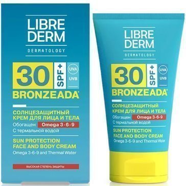 Librederm бронзиада крем солнцезащитный 150мл spf30 омега 3-6-9 и термальная вода