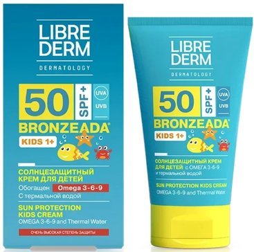 Librederm бронзиада крем для детей солнцезащитный 150мл kids spf50+ омега 3-6-9 и термальная вода