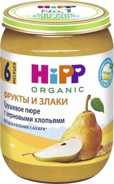 Hipp каша фруктово-зерновая 190г грушевое пюре с зерновыми хлопьями