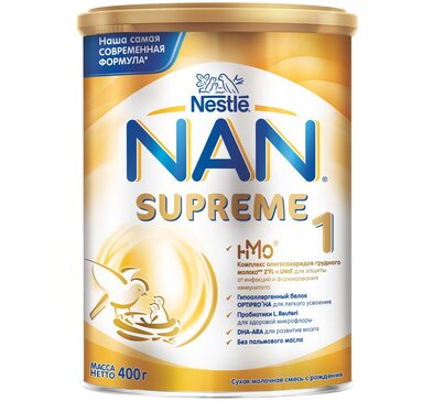 NAN Supreme 1 смесь с олигосахаридами для защиты от инфекций 400 г 0-12 мес