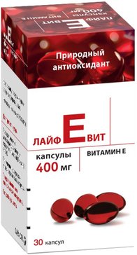 Купить Витамин Е Лайфевит Капс. 400мг 30 Шт (Альфа-Токоферола.