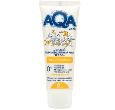 AQA baby Детский солнцезащитный крем SPF50 6мес+ 75 мл