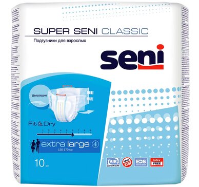 Seni Super Classic Подгузники для взрослых р.XL 10 шт