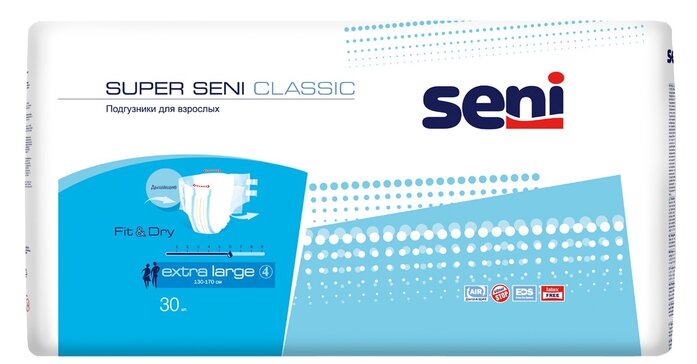 Seni Super Classic Подгузники для взрослых р.XL 30 шт