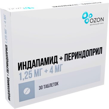 Индапамид+периндоприл таб 1.25мг+4мг 30 шт озон