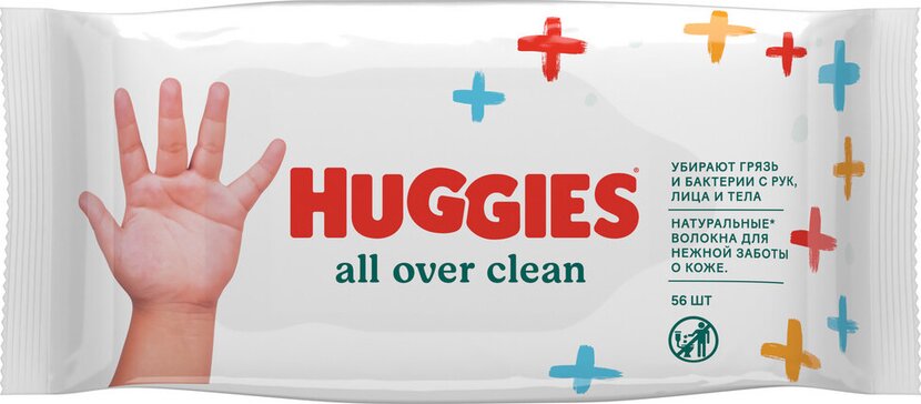 Huggies салфетки влажные 56 шт all over clean