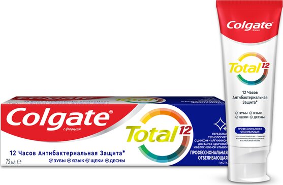 Зубная паста Colgate Total 12 Профессиональная Чистка для антибактериальной защиты всей полости рта в течение 12 часов, 75 мл