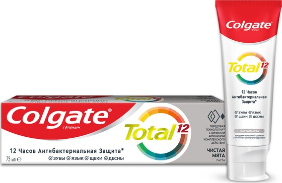 Colgate total 12 паста зубная 75мл чистая мята