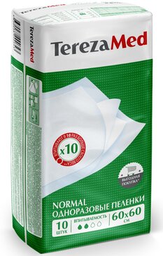 Пеленки одноразовые ТерезаМед впитывающие Normal 60x60 10 шт