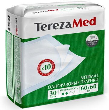 Пеленки одноразовые ТерезаМед впитывающие Normal 60x60 30 шт