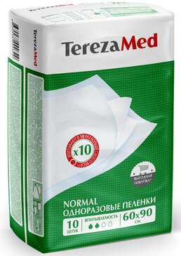 Пеленки одноразовые ТерезаМед впитывающие Normal 60x90 10 шт