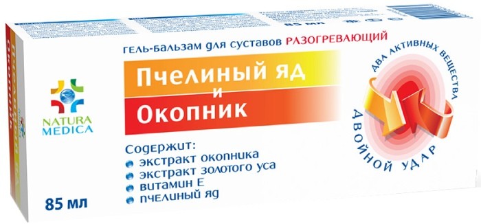 Натура медика гель-бальзам для суставов разогревающий 85мл пчелиный яд и окопник