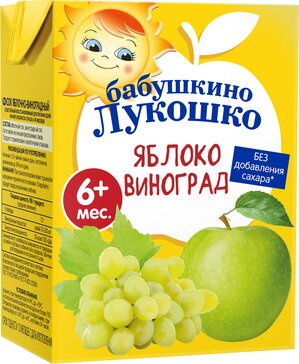 Бабушкино лукошко сок 5мес.+ осветленный 200мл тетрапак яблоко/виноград