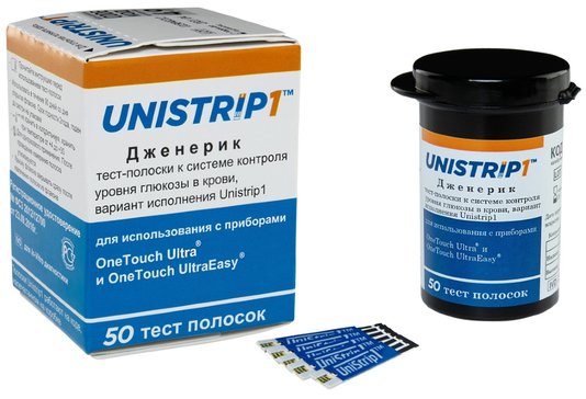 Unistrip 1 generic тест-полоски для контроля глюкозы в крови 50 шт