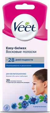 Veet восковые полоски для чувствительной кожи, для лица 20 шт