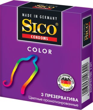 Презервативы Sico Color Цветные ароматизированные 3 шт