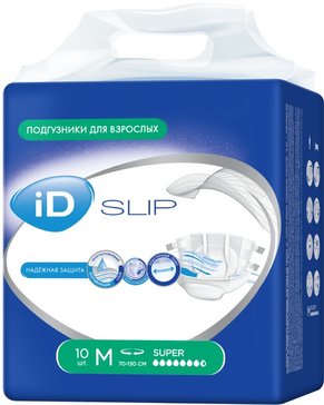 ID slip подгузники для взрослых супер р.m 70-130см 10 шт