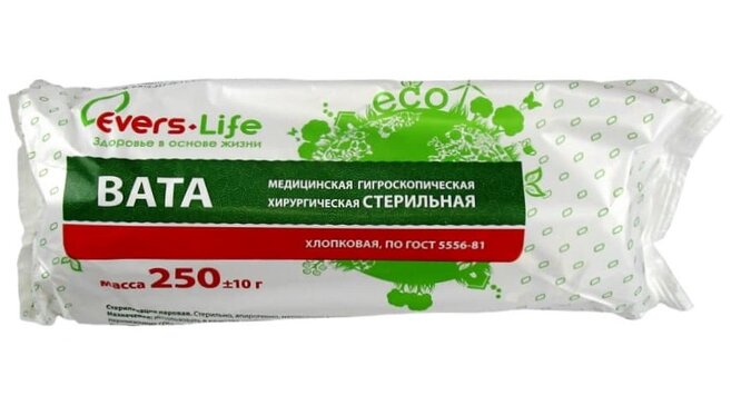 Вата хирургическая стерильная 250 г Evers Life