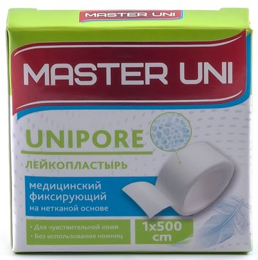 Пластырь фиксирующий на нетканой основе 1 см х 5 м, 1 шт Master Uni