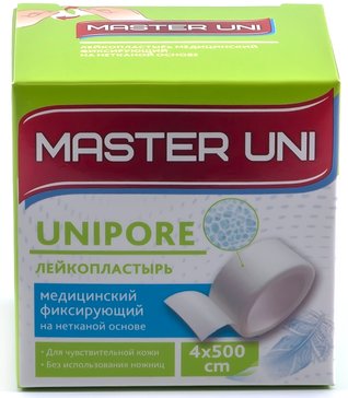 Пластырь фиксирующий на нетканой основе 4 см х 5 м, 1 шт Master Uni