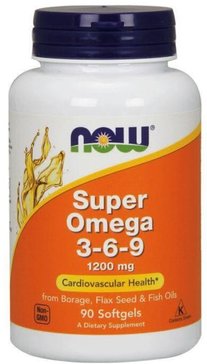 NOW Omega 3-6-9, Супер Омега 3-6-9 1200 мг капс 90 шт