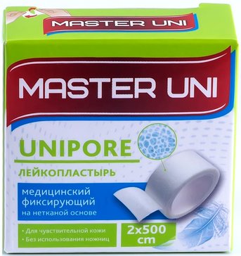 Пластырь фиксирующий на нетканой основе 2 см х 5 м, 1 шт Master Uni