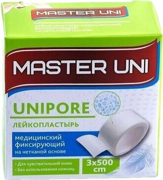 Пластырь фиксирующий на нетканой основе 3 см х 5 м, 1 шт Master Uni