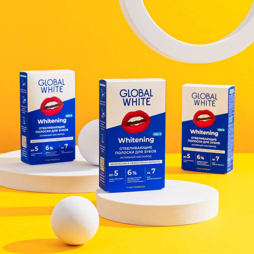 Купить полоски для отбеливания зубов GLOBAL WHITE teeth whitening strips 7  ДНЕЙ в городе Москва и МО в интернет-аптеке Планета Здоровья