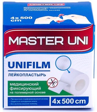 Master uni лейкопластырь полимерная основа 4х500см юнифилм