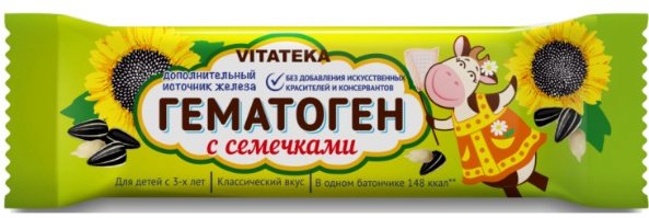 Витатека гематоген 40г с семечками