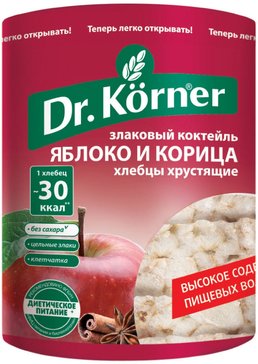 Dr.korner хлебцы злаковый коктейль 90г яблочный с корицей