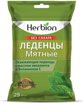 Herbion Леденцы Мятные без сахара 25 шт