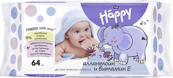 Bella baby happy салфетки влажные детские 64 шт алантоин/витамин е