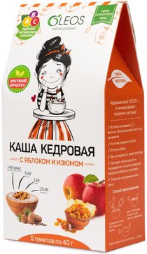 Олеос каша 40г 5 шт кедровая с яблоком и изюмом