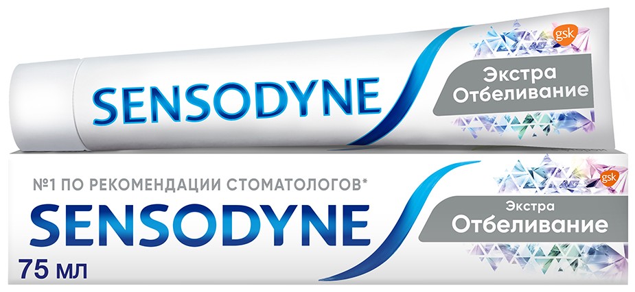 Зубная паста Sensodyne Экстра Отбеливание для чувствительных зубов с фтором, 75 мл